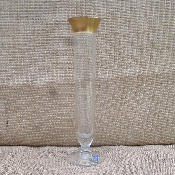 Vintage WV Glass Gold Top Bud Vase - Picture 3 of 14